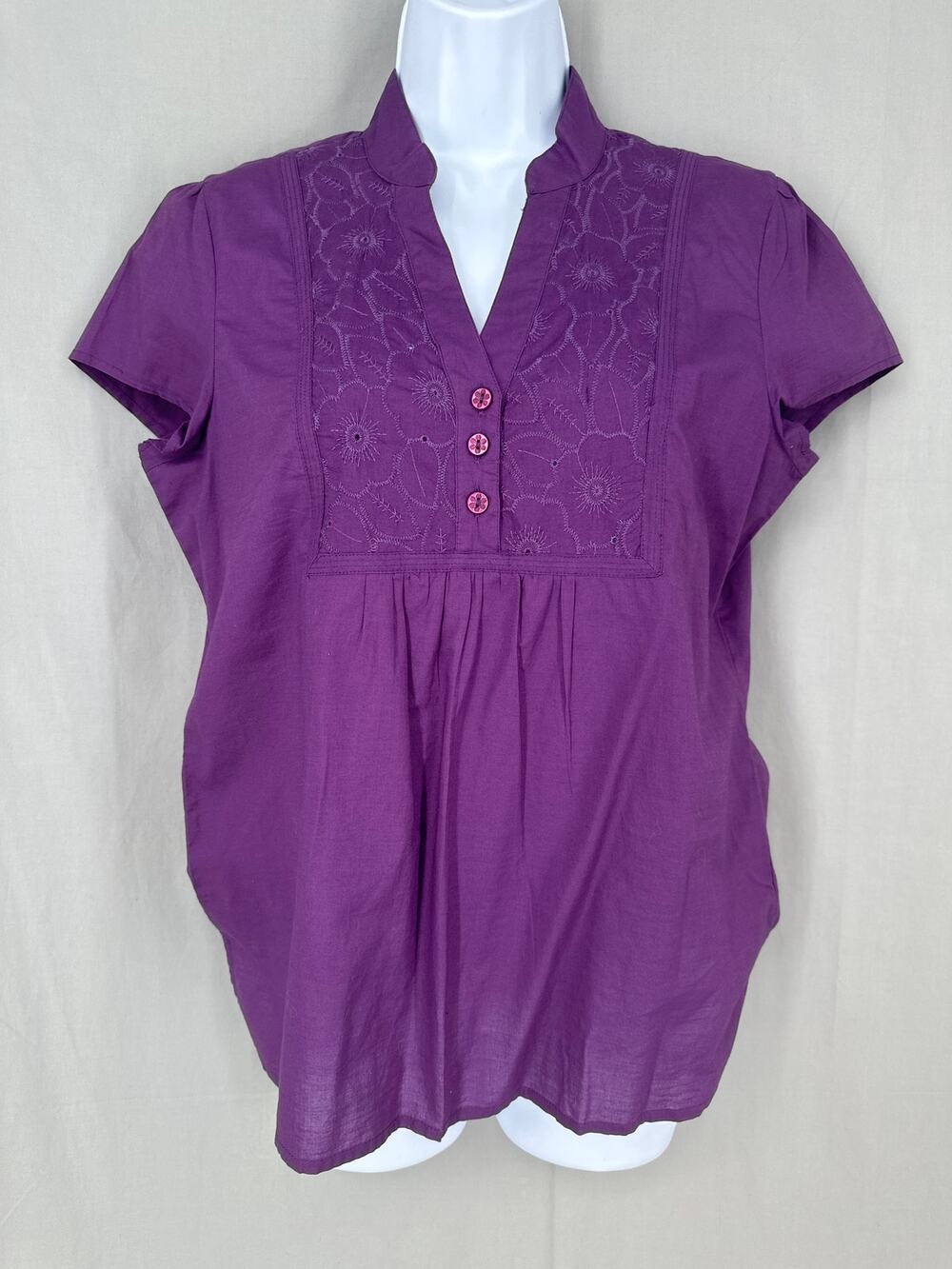 90s Vintage Top Womens Large Purple Y2K Eyelet Cottage Fairy Boho Bohemian